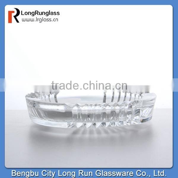 LongRun 800g Popular fashional round carved glass ashtray