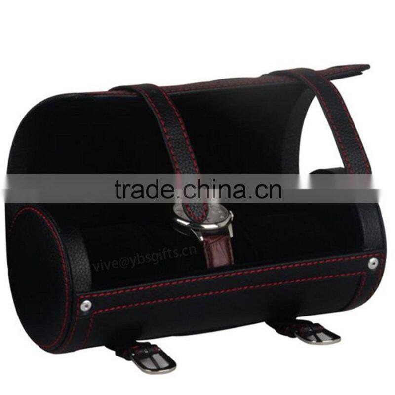 New design cylindrical PU leather watch box