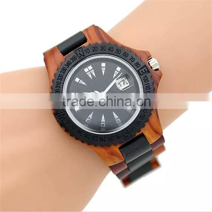 New product real wood watches ebony and red sandlwood Japan quartz clock watches wood unisex watch on alibaba