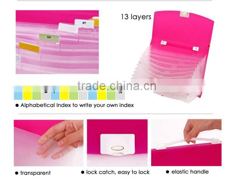 A4 13 Layers Transparent Color Expanding File/Expanding Bag