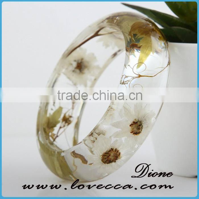 dandelion Custom Resin Real Flower Fancy Resin Bangle for Girls