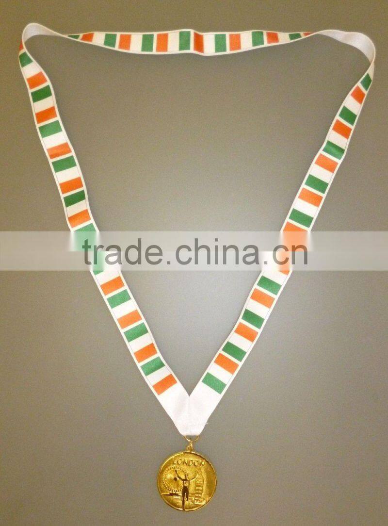 Ireland Winners Gold Medal With Irish Flag Lanyard