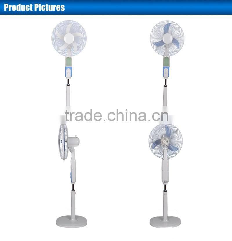 Elegant solar AC charging fan 16inch standing battery charger fan