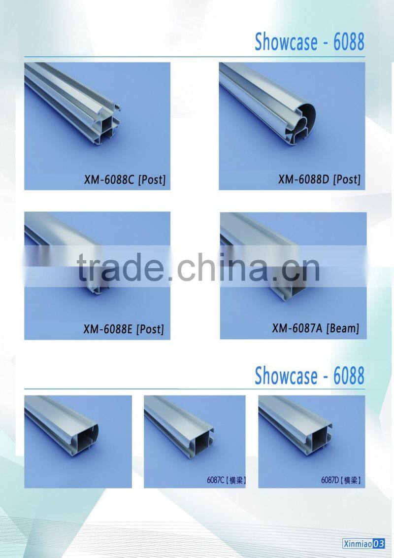 Profiles of alumium showcase and its hardware, Glass showcase for art show