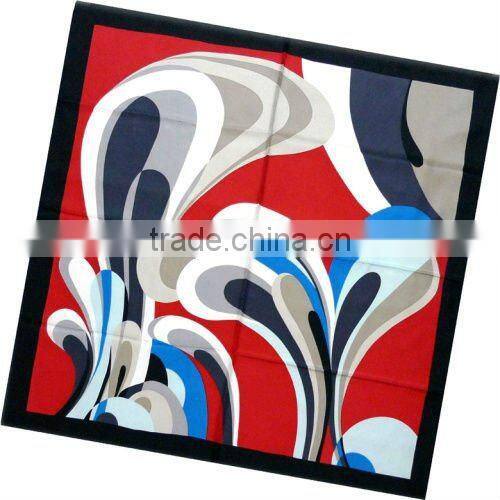 Lady's Fashion Print Square Twill Silk Scarves
