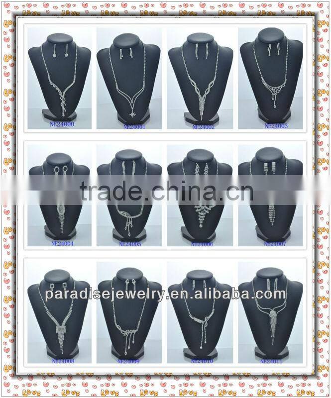 Fashion design Silver Plating YiWu Rhinestone jewelry Necklcae Set-NE24000
