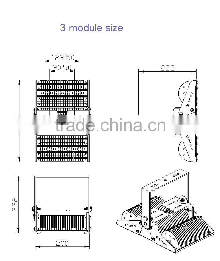 2016 new waterproof linear high bay light 3 module 150w Meanwell driver