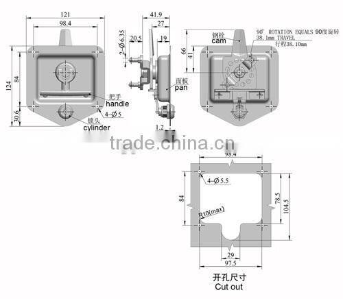 Multi-point stailness steel latch 50512