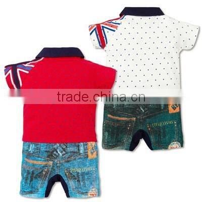 High Quality Children Jumpsuit Short Sleeve Imitation Cowboy Gentleman Rompers Toddle Kid Summer Baby Rompers Baby Clothing