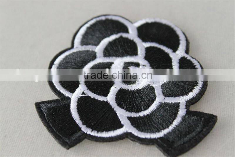 mystical embroidery textile patches gardenia black and white match pattern trim 6*7cm for dress