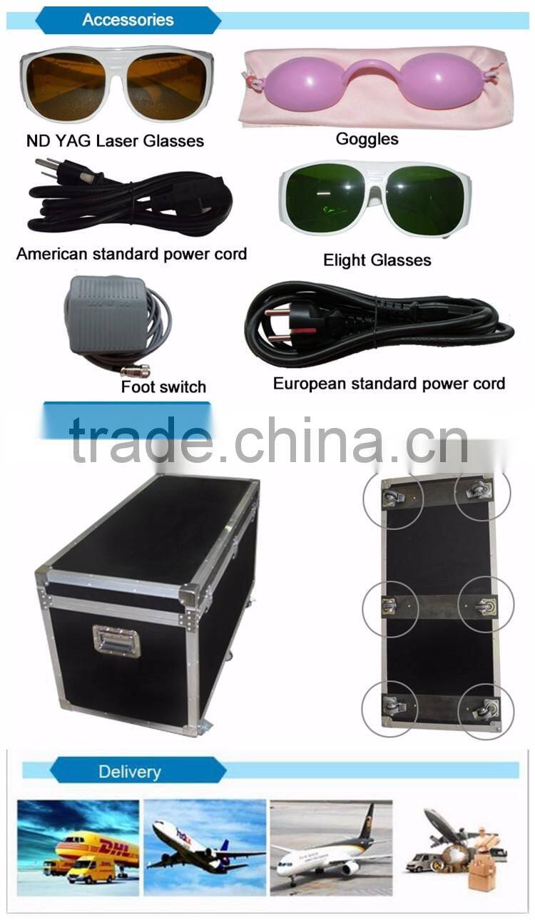 4 in 1 Q SWITCH ND YAG LASER tattoo removal machine combines SHR IPL RF remove hair (CE)