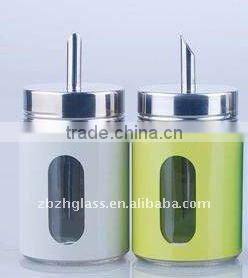 round glass spice jar set