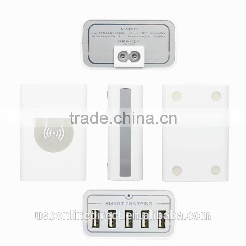 High quality qi wireless charger Wireless Charging Pad 5 USB Port Charger Universal 5V 8A For iPhone Tablet Cell