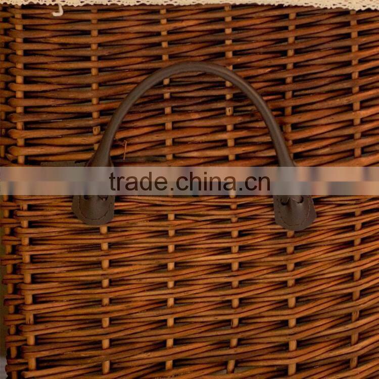 S&D Wicker House Hold Storage Basket rattan Hamper Basket Wicker Laundry Basket With Linner