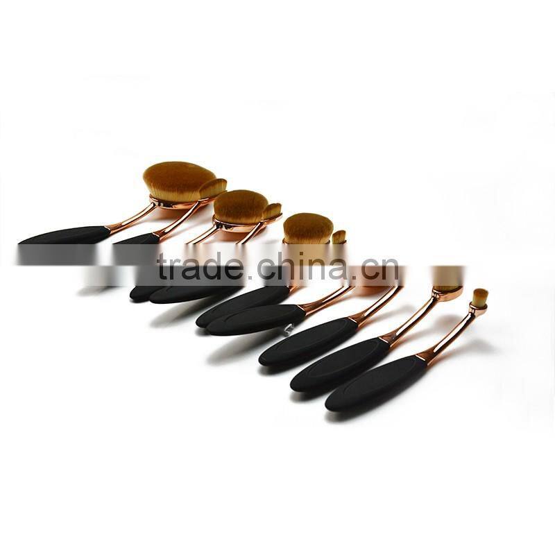 Custom logo Professional Toothbrush Shape Rose Gold Oval Makeup Brush Set