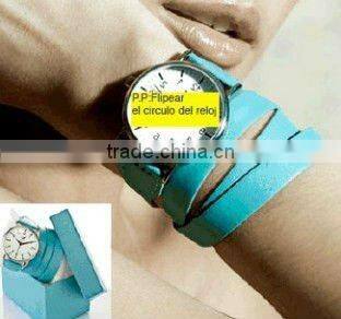 Long leather strap fashion lady wrist watch HOT !!!