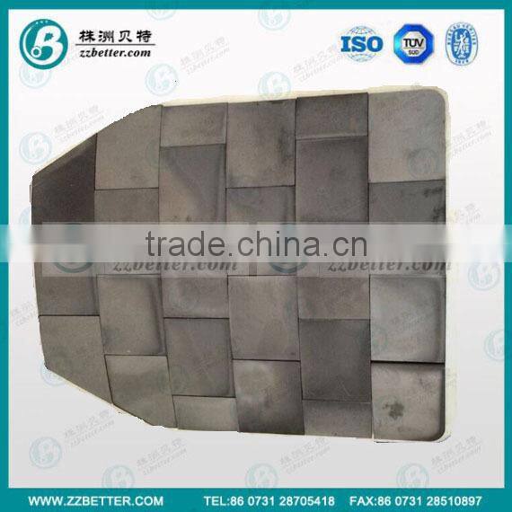 suqare boron carbide plate for tactical use 100*100*R400