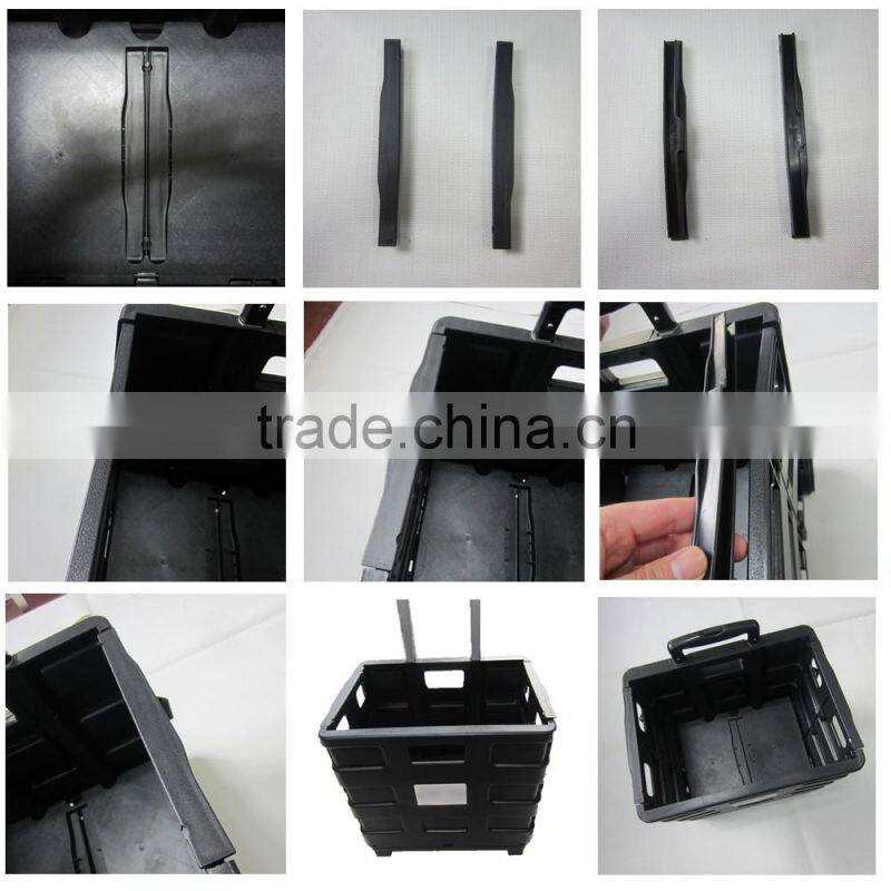 Collapsible Plastic PP Black Hand Luggage Trolley