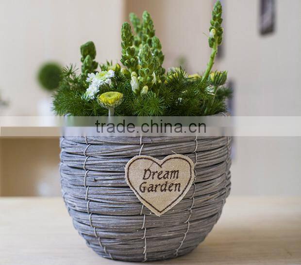 Natural handmade gardening pots container small wicker baskets