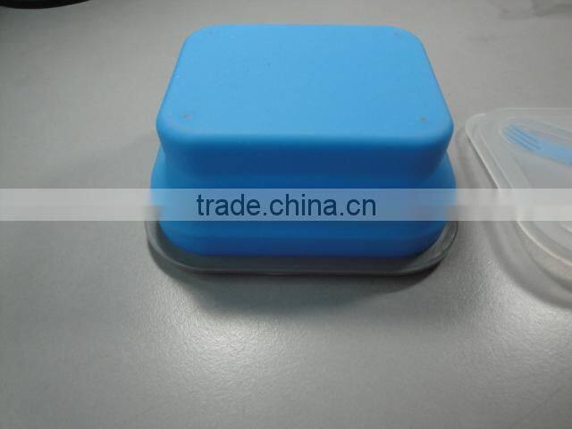 Food grade FDA silicone foldable lunch box, collapsible silicone lunch box
