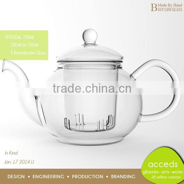 2014 Unique New Design Borosilicate 450Ml Glass Teapot