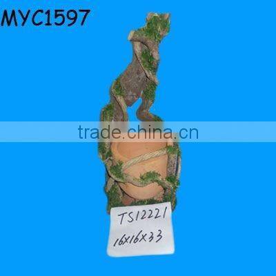 Rustic wooden flower pot gardening pot