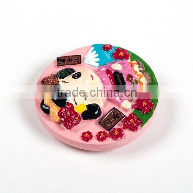 3D custom lovely Japanese girl round resin fridge magnets