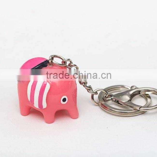 Pink resin cartoon elephant keychains