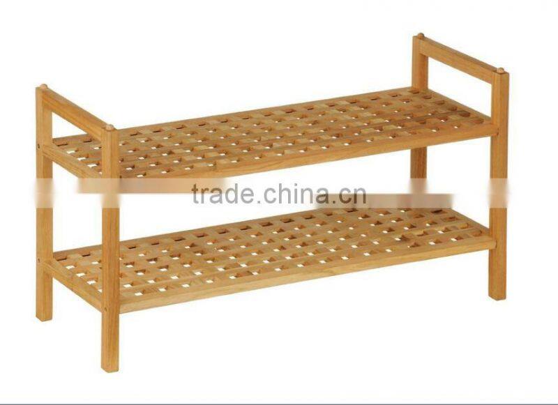 Housewares 40 x 70 x 27 cm 2 Tier Walnut Wood Shoe Rack