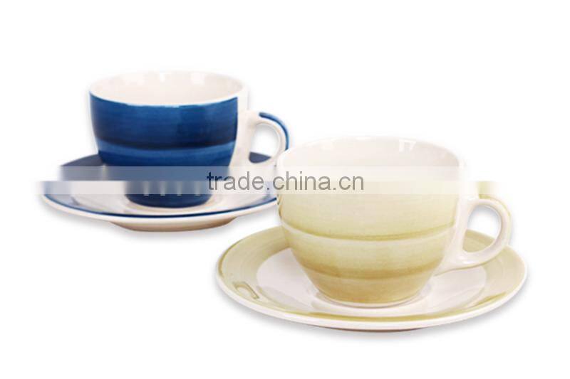 brown color ceramic cup and saucer set /handpainted cup and saucer 6oz