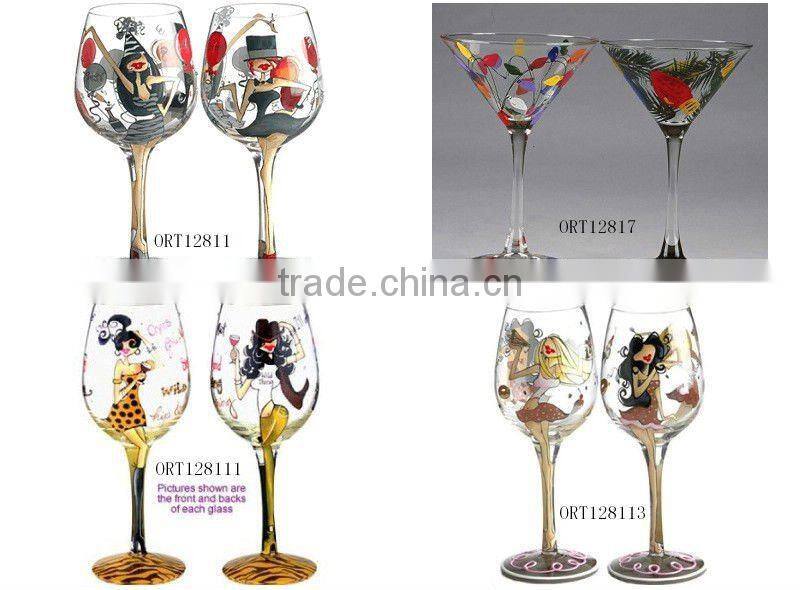 christmas gift hand painted wine glass