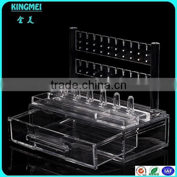 Multiple function clear acrylic earring box with small drawer