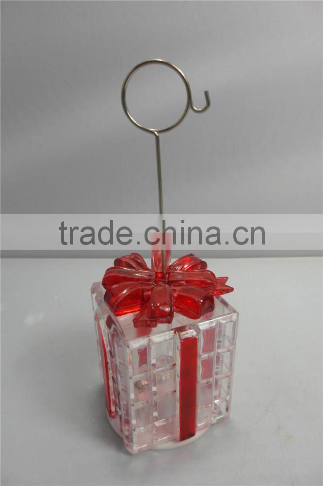 Holiday Party Placecard Favor in Gift Box Shape with a Blue or Green Ribbon