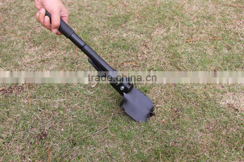 mini outdoor survival A3 steel multi-functional folding camping military shovel with pickaxe and compass