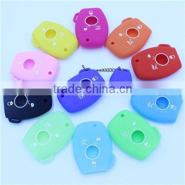 New arrival 3 button Silicone car key shells for mercedes-ben key with chains