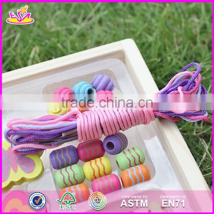 2017 New design educational wooden threading toys for toddlers W11E059