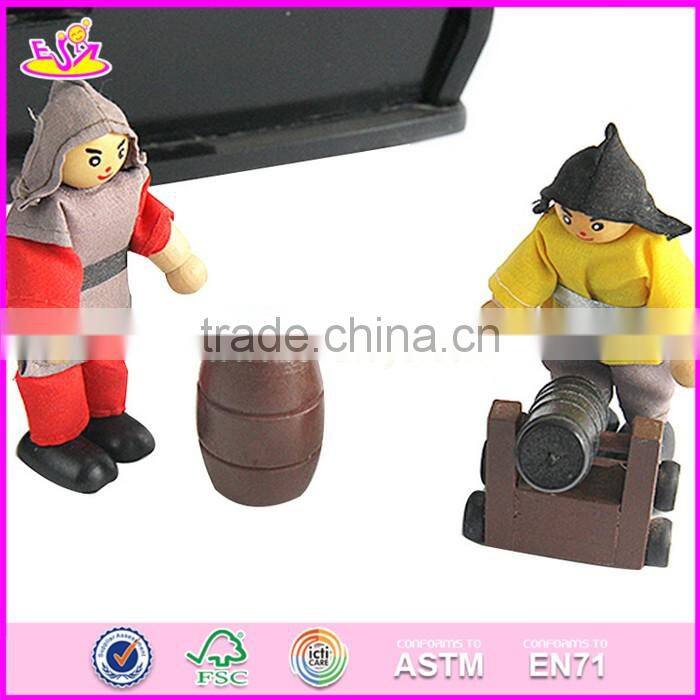 2017 Most popular boys diy wooden toy pirate ships for sale top sale kids wooden toy pirate ships for sale W03B062
