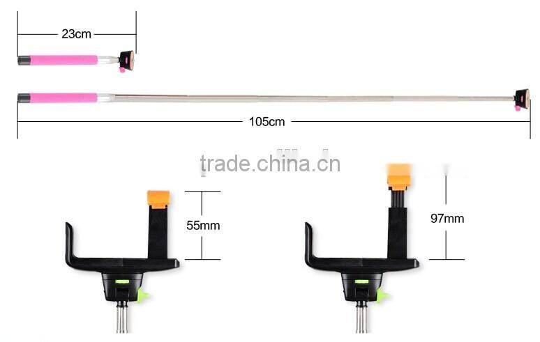 2014 hot selling wireless extendable mobile phone selfie stick