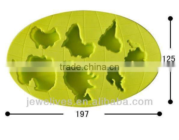 Seven continents shape food grade silicone ice tray