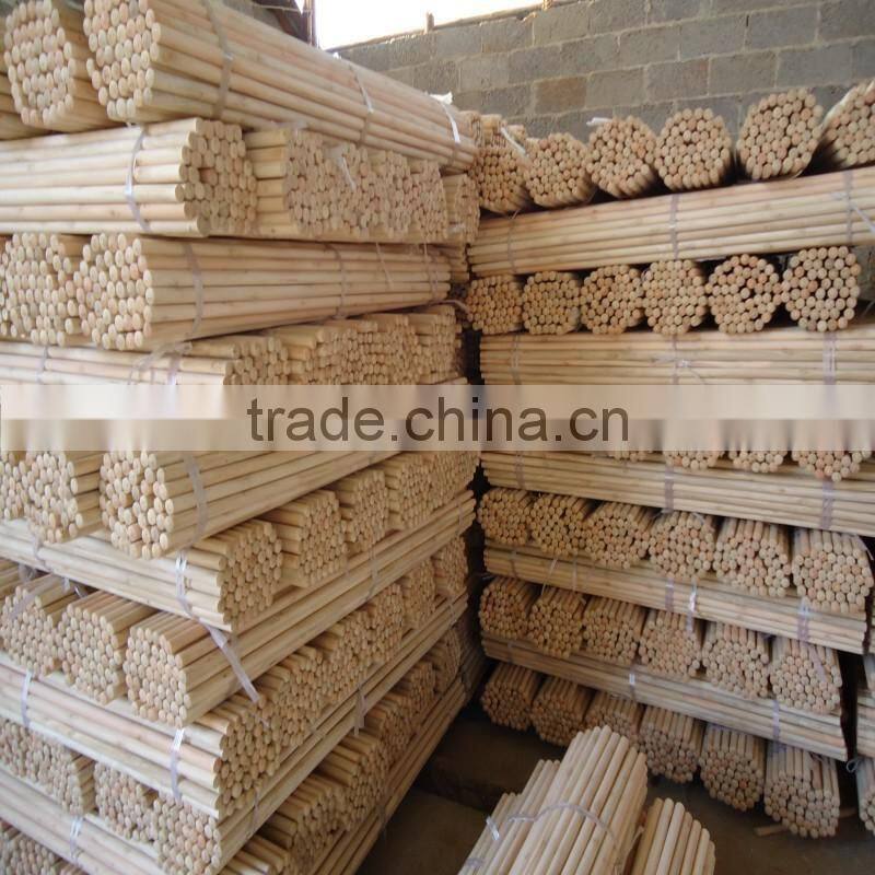 Small cap round wood broom pole
