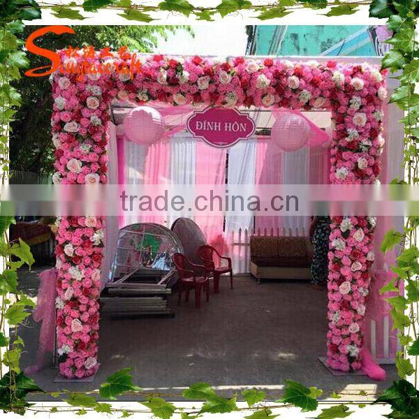 Artificial flower door for decorative artificial flower wall