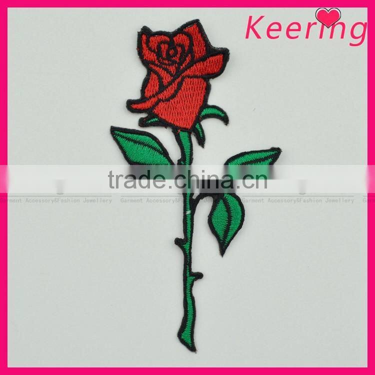 Wholesale rose embroidery patch custom design for clothing WEF-632
