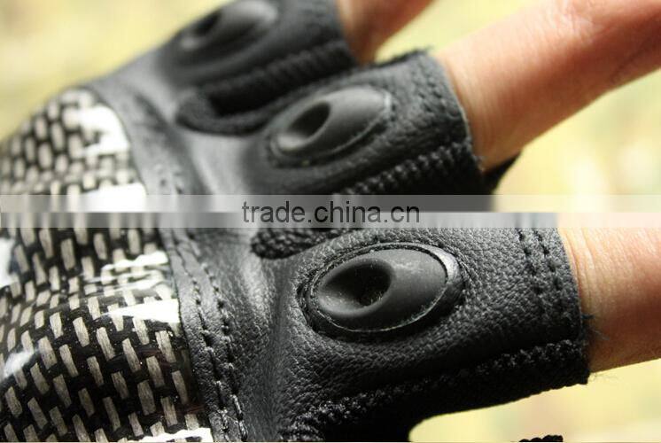 custom black carbon fiber antislip abrasion proof military half finger tactical gloves