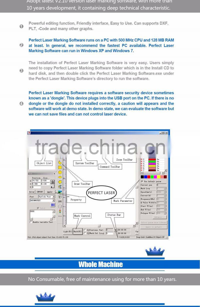 China machinery with 10W/20W/30 optional compact laser mark system