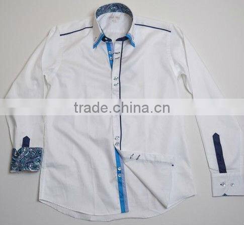 Triple collar shirts mens contrast high collar fashion fancy italian designs shirts