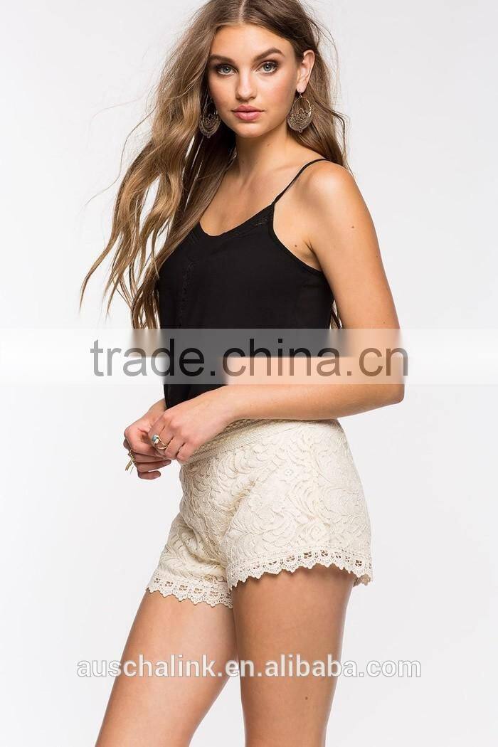 summer custom nice design women lace shorts OEM service