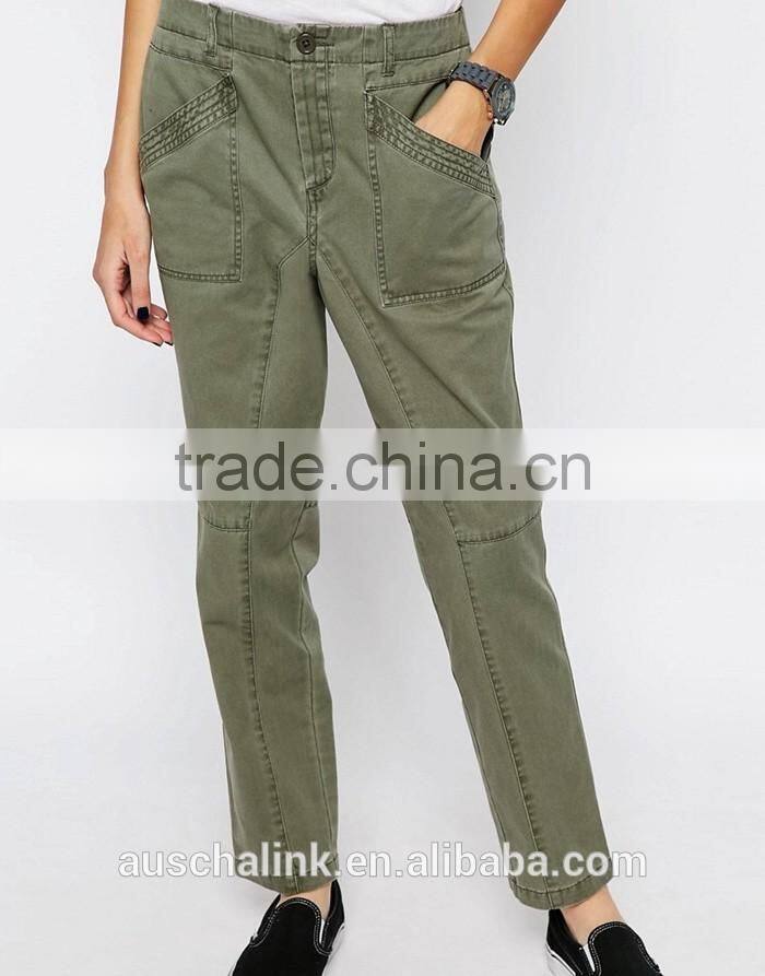 2016 Autumn high quality ladies khaki casual trousers