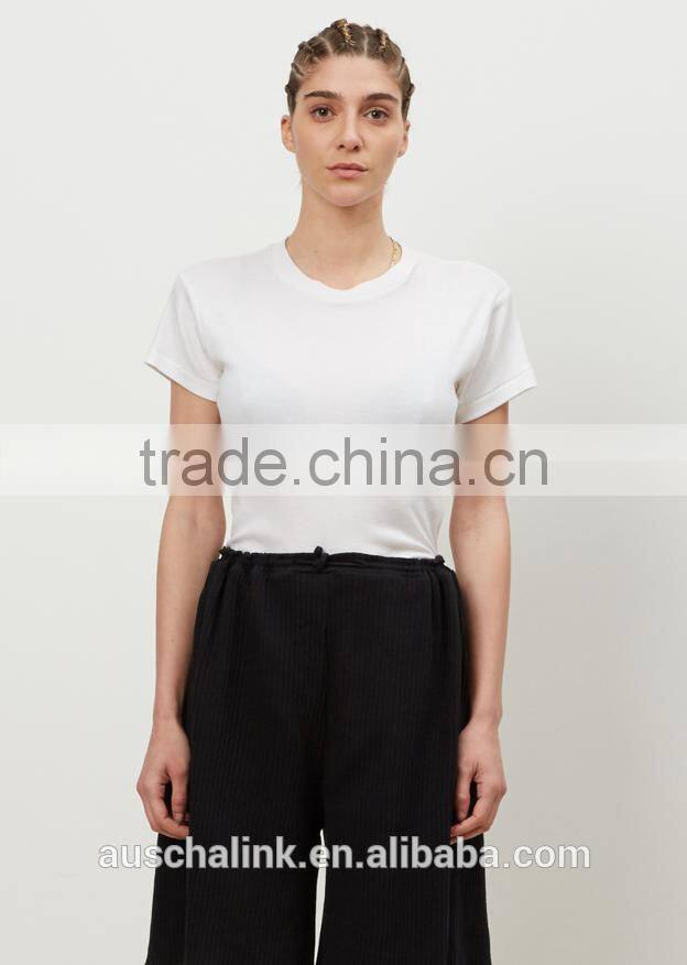 wholesale loose fit wide leg open women black rib custom sweat shorts