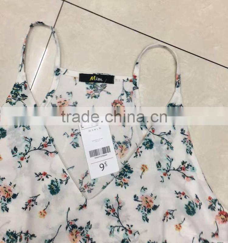 Yiwu surplus inventories women fashion sexy flower printing tank top