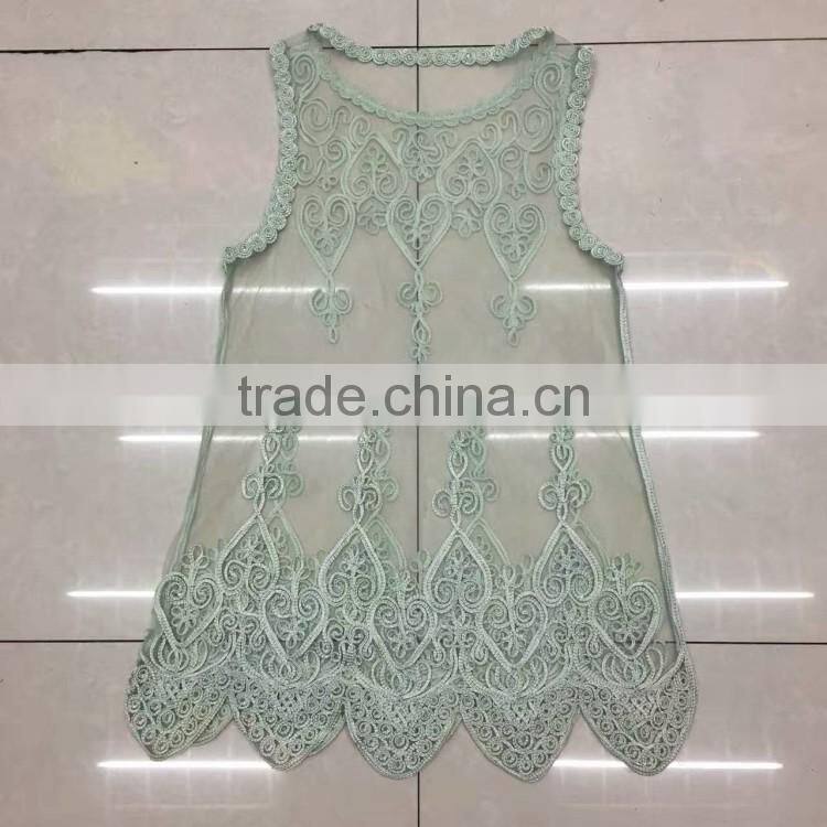 Women jinhua stock apparel cheap lace sexy sleeveless transparent tops